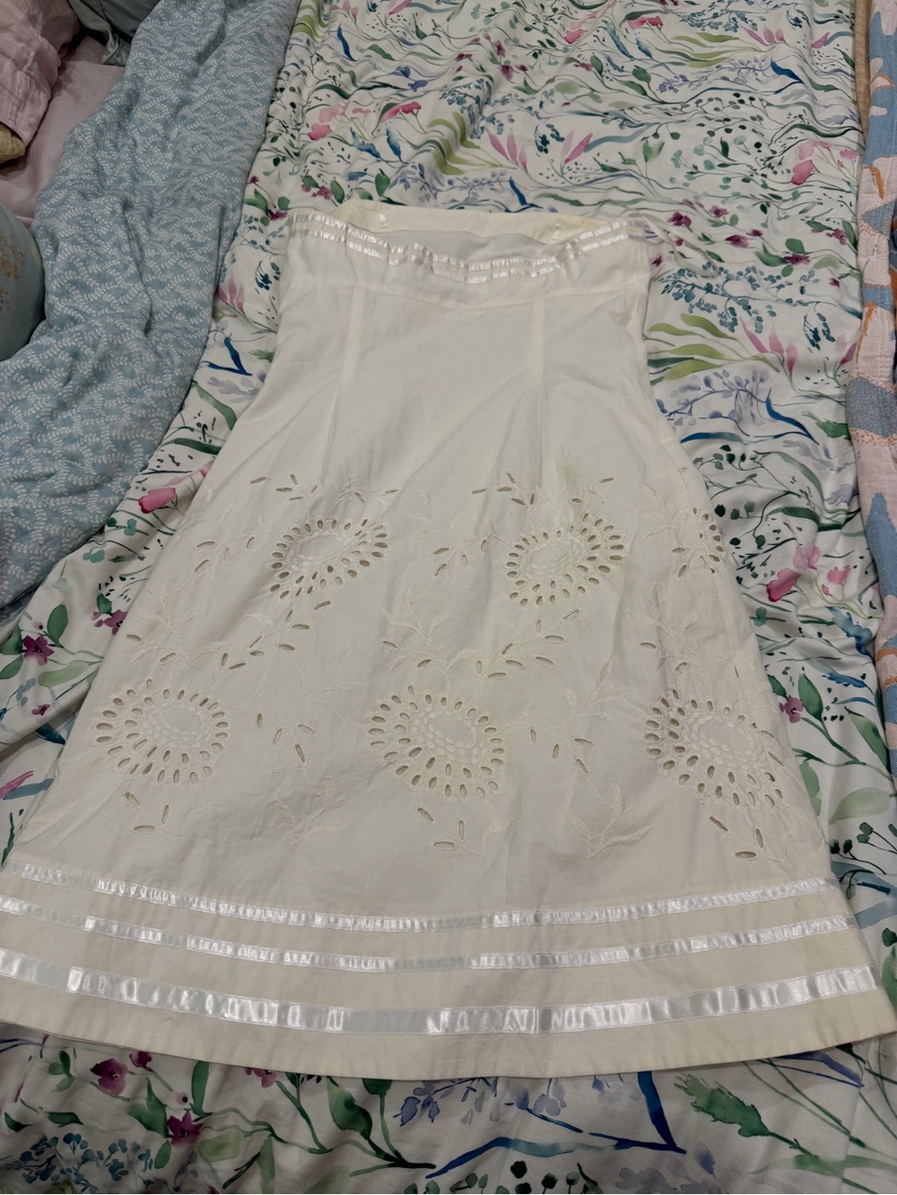 Express Strapless White Eyelet A-Line Dress